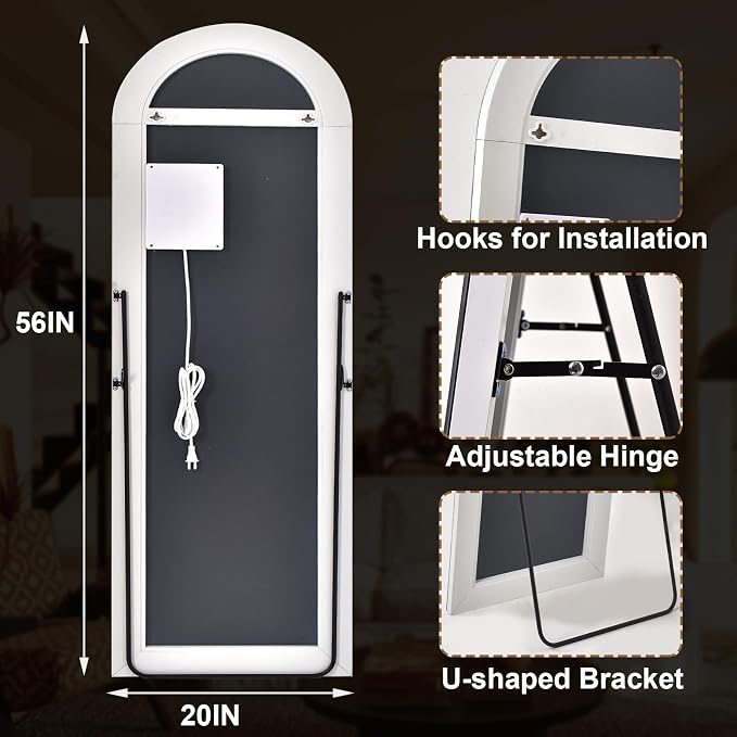 GLSLAND 20"x56" Arched LED Full Length Mirror - Image 6