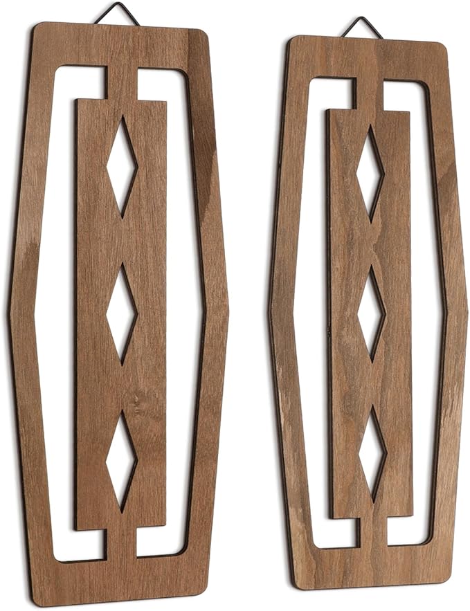 CroBlissful 2 Pcs Modern Mid Century Wall Art Wood Mid Century Elegance Decor by CroBlissful