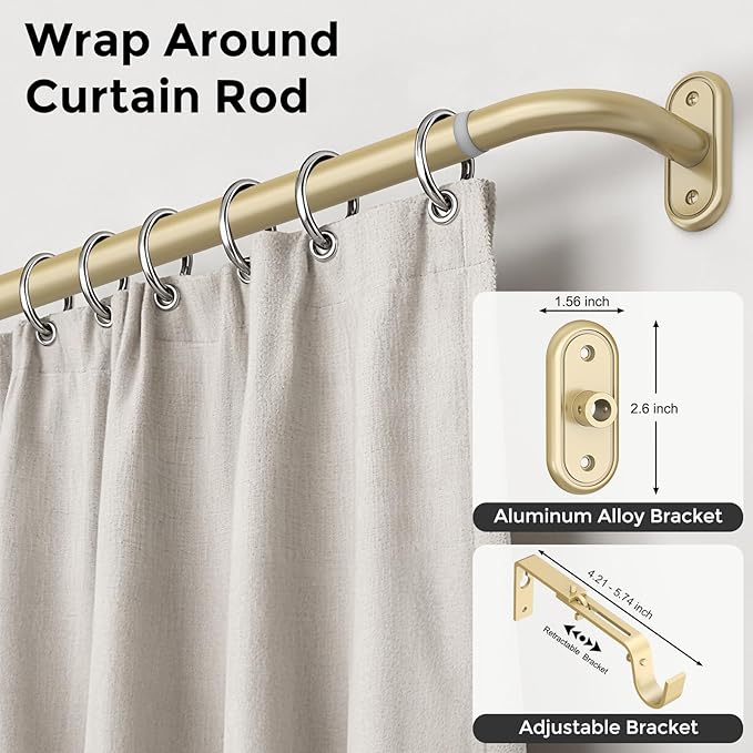 2 Pack Curtain Rods 36-88 Inch, 1 Inch Adjustable Heavy Duty Room Darkening - Image 2