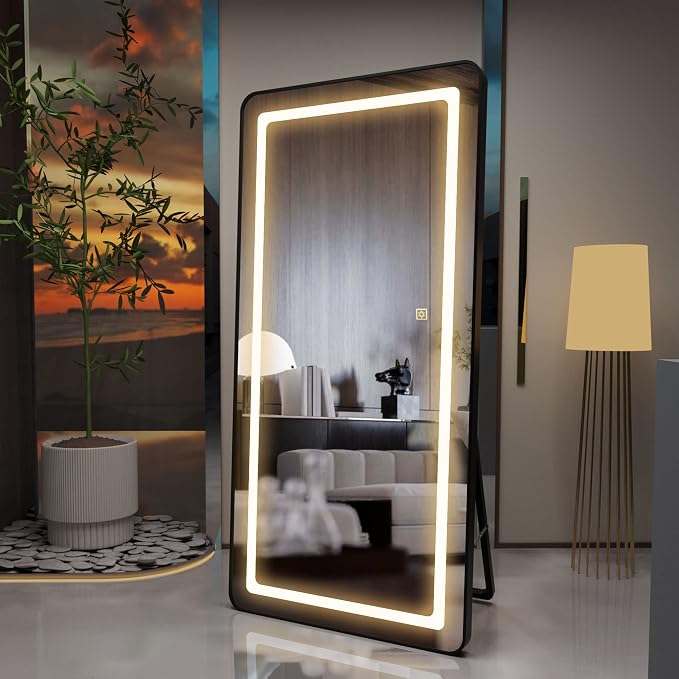 FENNIO Full Length Mirror with Lights, Free Standing Lighted Floor Mirror - Image 3