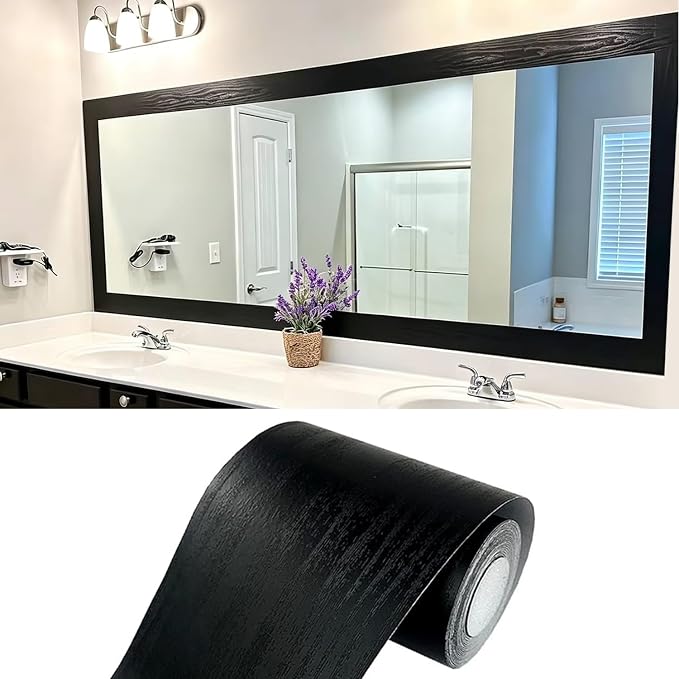 Teemall 10M Black Wood Grain Removable PVC Waterproof Border Wall Decor by Teemall