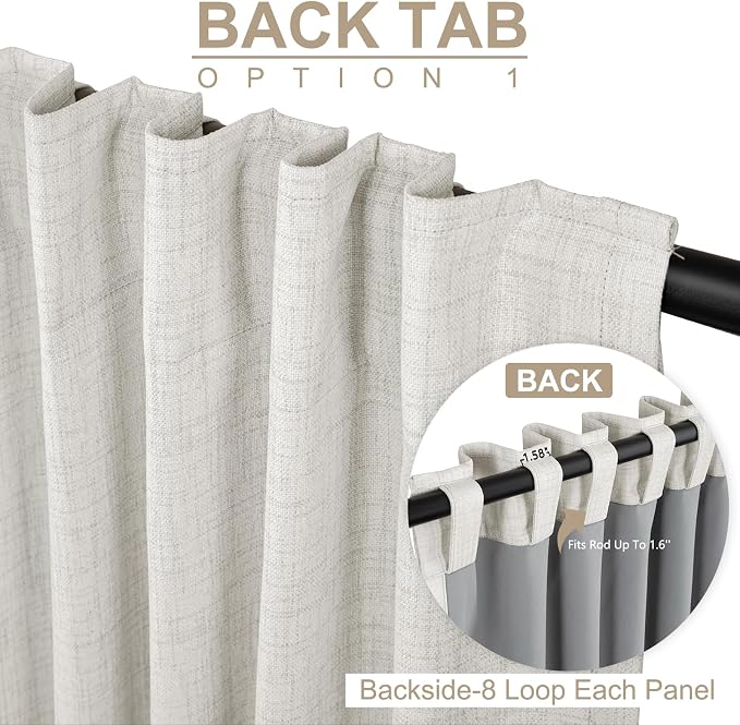 100% Blackout Shield Linen Blackout Sliding Door Curtains - Image 3