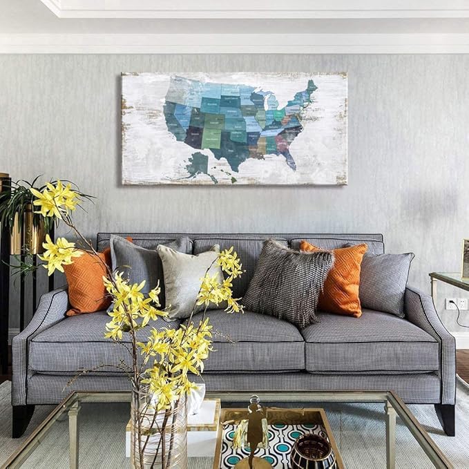 Map of The United States Wall Decor Map Canvas Wall Art - Image 3