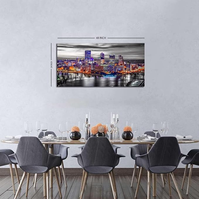 Large Pittsburgh Wall Art Black and White City Skyline Wall Decor - Image 5
