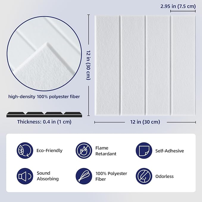 Vieshful Self Adhesive Acoustic Panels – 12"x12"x0.4" High-Density Soundproof - Image 5