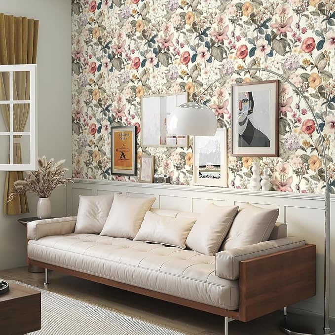 Jeweluck Floral Wallpaper Peel and Stick Vintage Floral Contact Paper Peel and - Image 9