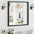 Syndra Square Black Wood Frame Bathroom Mirror, Waterproof Slim Deep Frame by Syndra