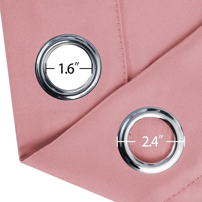 LEMOMO Blackout Curtains 52 x 90 Inch Long Pink Curtains Set of 2 Panels Room - Image 5