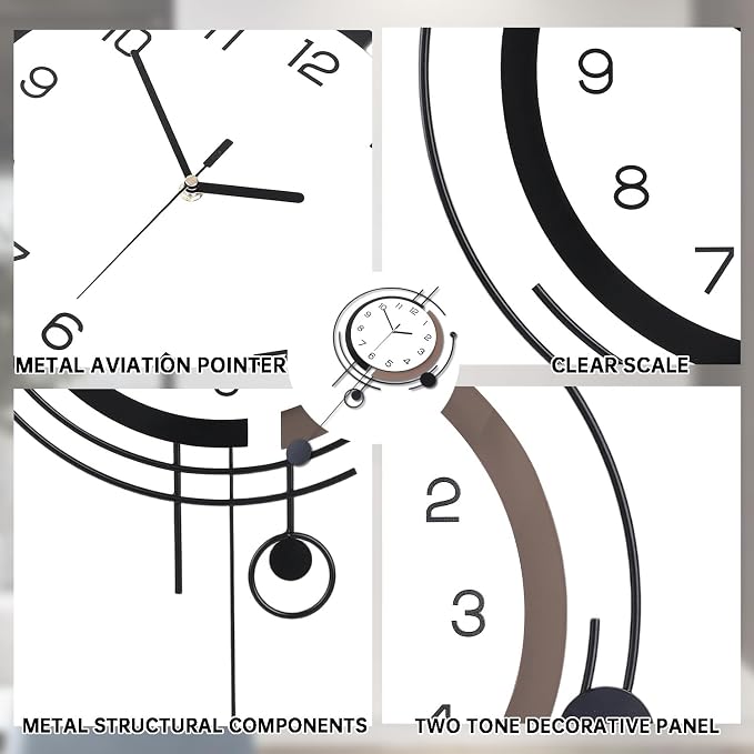 Dankeit Wall Clock with Pendulum, Silent Quality Quartz Battery Operated - Image 2