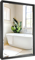 Black Bathroom Mirror, Anti-Rust Black Framed Mirror by QUEENFUN