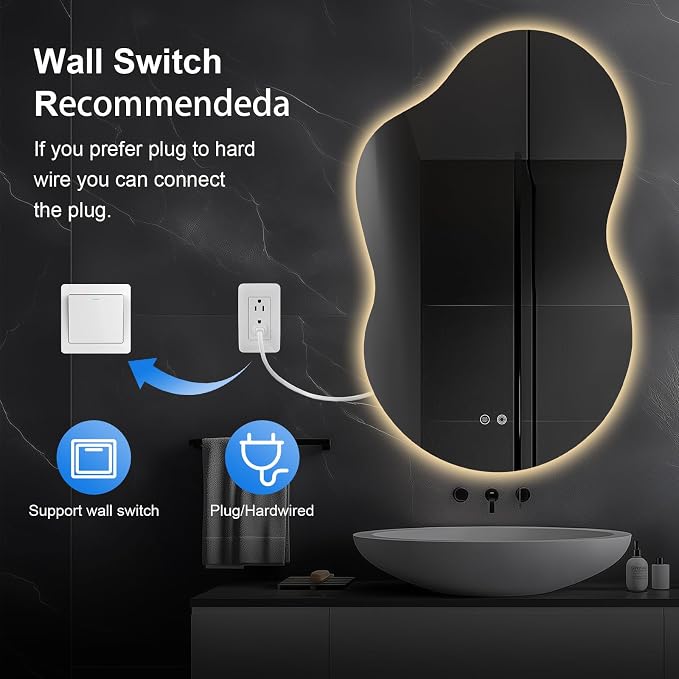 48"x30" Irregular LED Lighted Vanity Mirror - Image 5