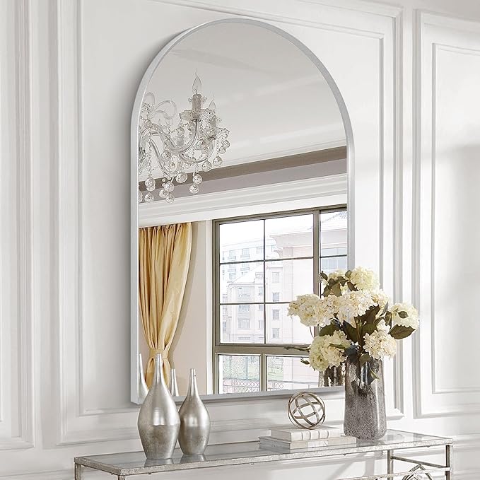 30" x 40" Silver Arched Mirror, Large Arch Bathroom Vanity and Wall Decor Mirror by Minuover
