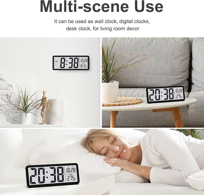 JoFomp LCD Digital Wall Clocks Battery Operated, 8.5" Modern Wall Clocks - Image 6