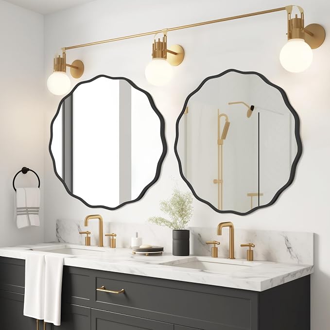 WallBeyond Round Wavy Mirror for Wall Decorative 28 inch, Modern Round Mirror - Image 2