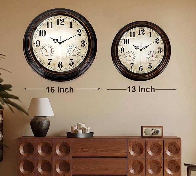 Vintage Wall Clock 13 Inch Quartz Silent Non-Ticking Analog Clock - Image 6