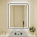 32x40 Inch Black Framed LED Bathroom Mirror by Unknown