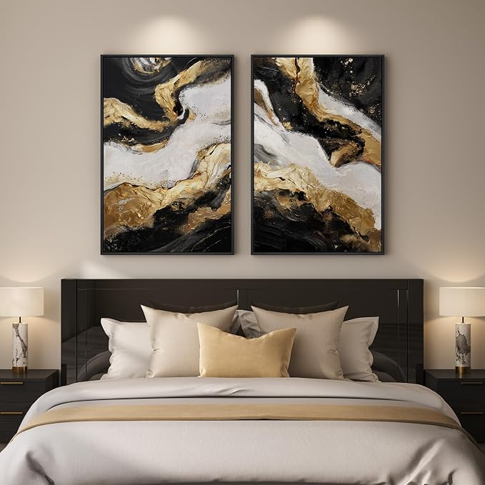 Framed Gold Abstract Wall Art Set of 2 - Image 2