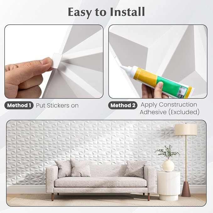 Giantex 100 Pack 3D Wall Panels, Lightweight Waterproof, DIY Cut & Paint - Image 6