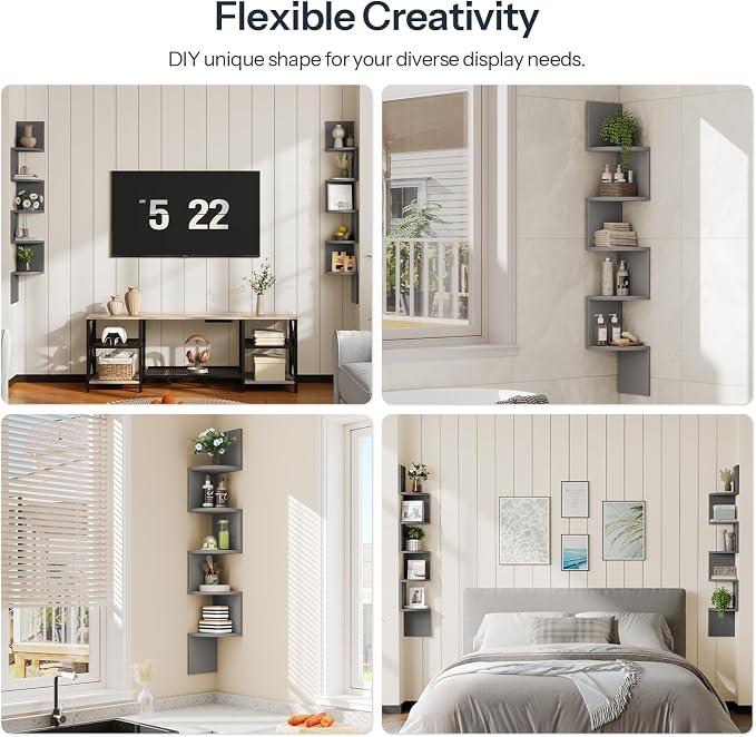 HOOBRO Corner Shelf Wall-Mounted, 5-Tier Bookshelves - Image 9