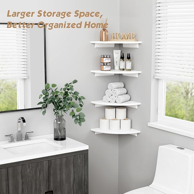 Forbena Corner White Floating Book Shelves - Image 3