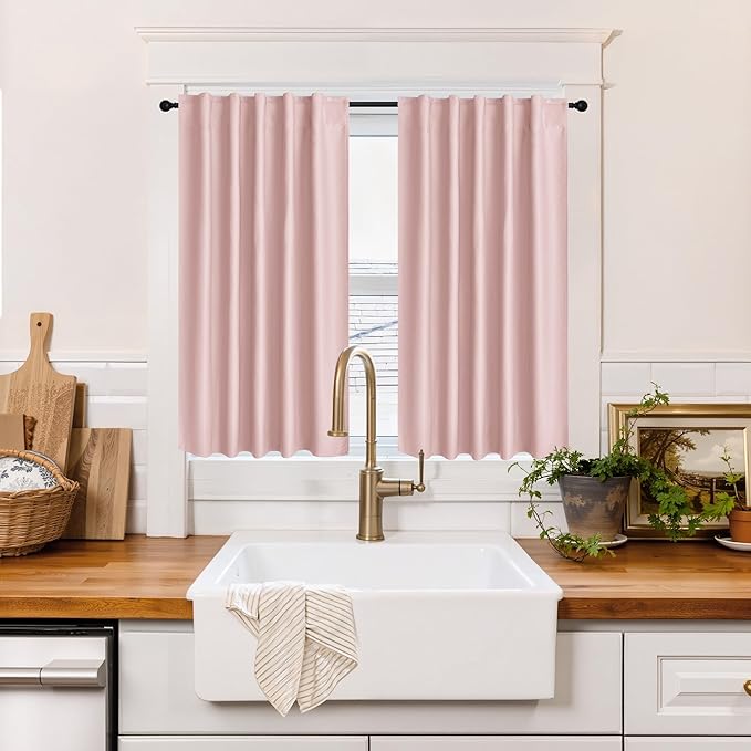 RYB HOME 100% Blackout Basement Curtains 36 inches Long, Heat & UV Blocking by RYBHOME