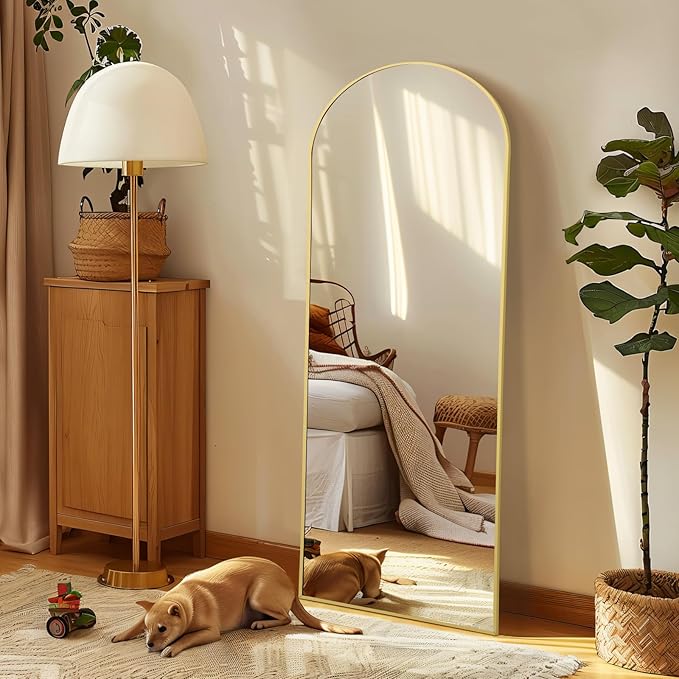 56"X18" Arched Full Length Mirror, Tempered Glass Full Body Mirror by MirrMuse