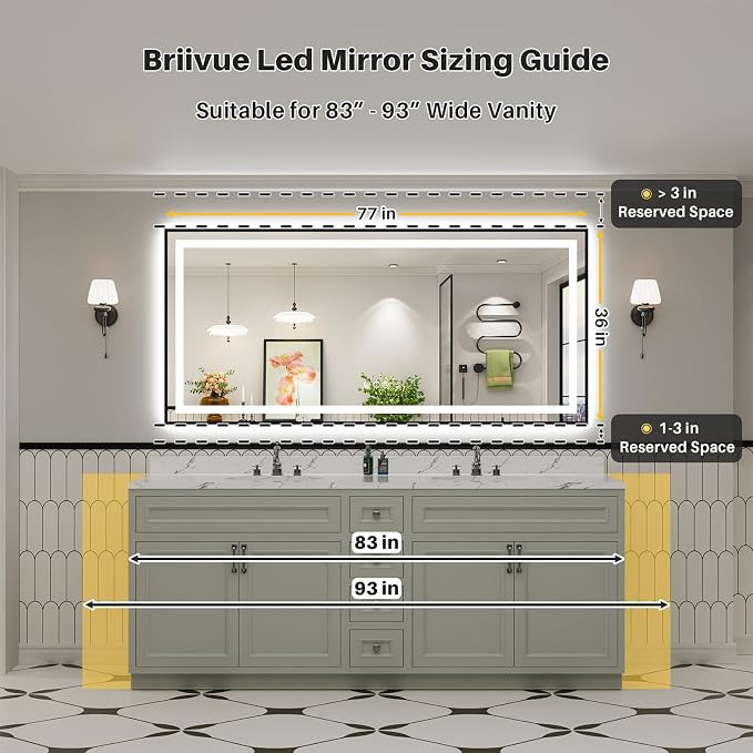 77x36 Inch LED Bathroom Mirror - Image 3