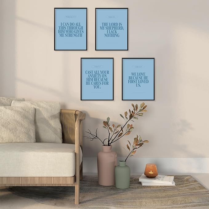 Locomiss Light Blue Christian Wall Art Decor, Modern Bible Verse Prints - Image 5