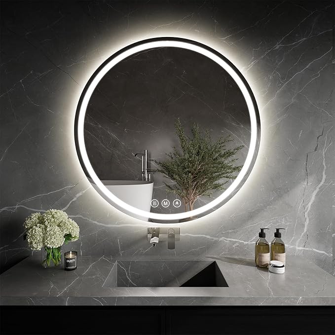 LED Bathroom Mirror 24 Inch Round Bathroom Mirror by WISSMILESHOME