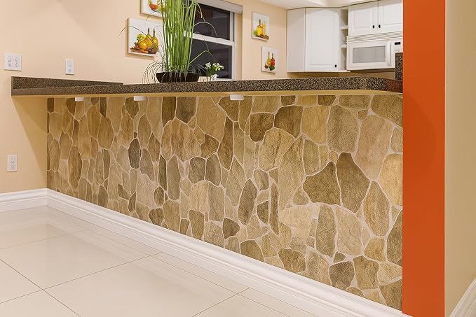 Dundee Deco 3D Wall Panels Faux Stone PVC Brown Beige, 3.2 ft X 2.1 ft - Image 9
