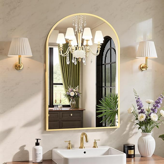Sweetcrispy 20"x30" Arched Gold Bathroom Mirrors by Sweetcrispy