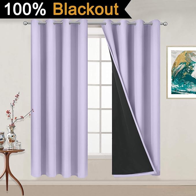 Yakamok 100% Blackout Curtains 54 Inches Long, 2 Thick Layers Thermal Insulated - Image 2