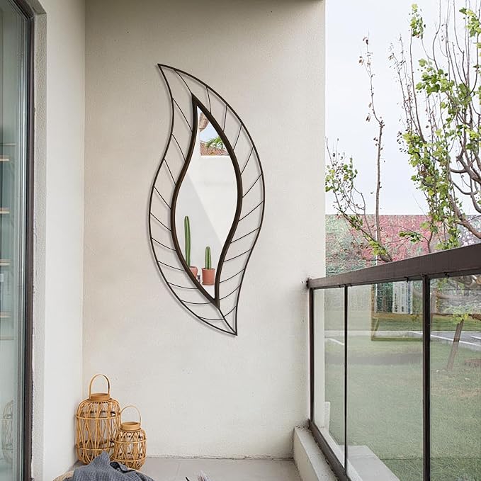 ironsmithn Decorative Wall Mirror, Leaf Design Metal Frame - Image 5