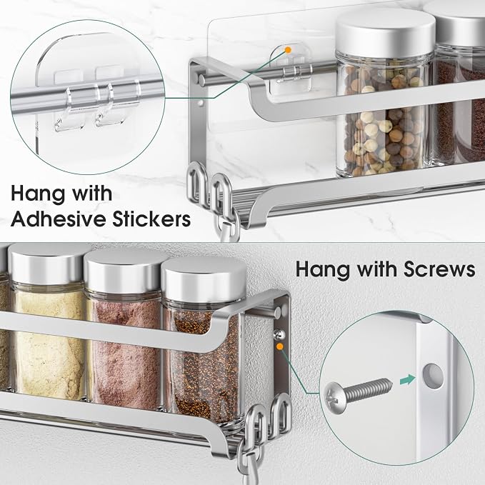 LUCYCAZ 4 Pack Wall Mounted Spice Rack - Image 5