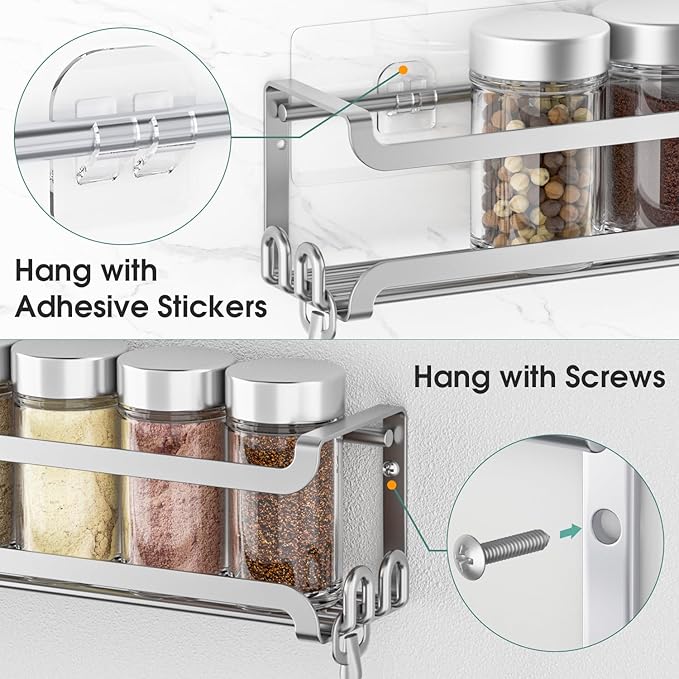 LUCYCAZ 2 Pack Wall Mounted Spice Rack - Image 6