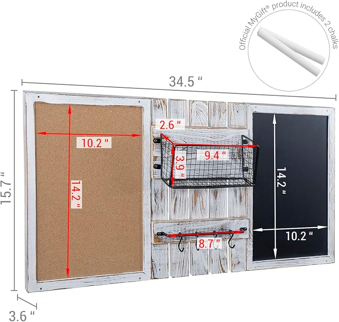 MyGift 3 Panel Wall Mounted Entryway Bulletin Board Combo Set - Image 5