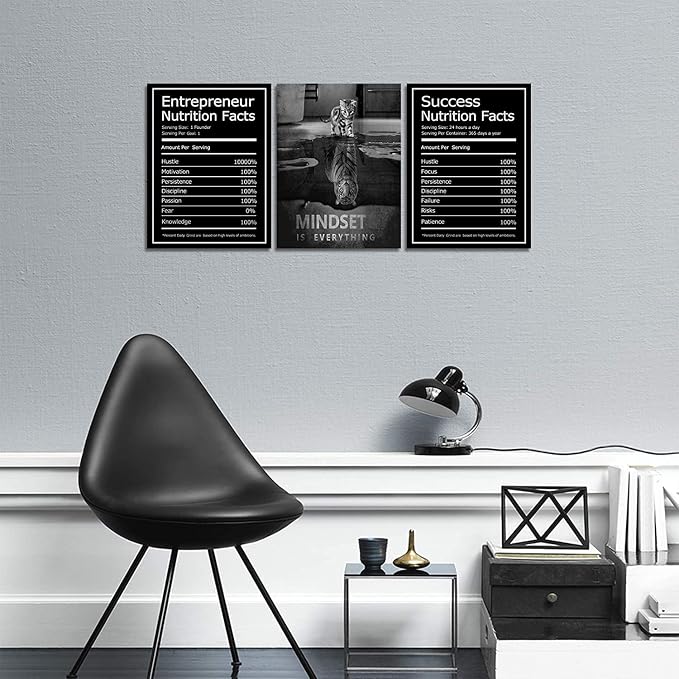 KAWAHONE Motivational Mindset Canvas Wall Art, Success Entrepreneur Nutrition - Image 2