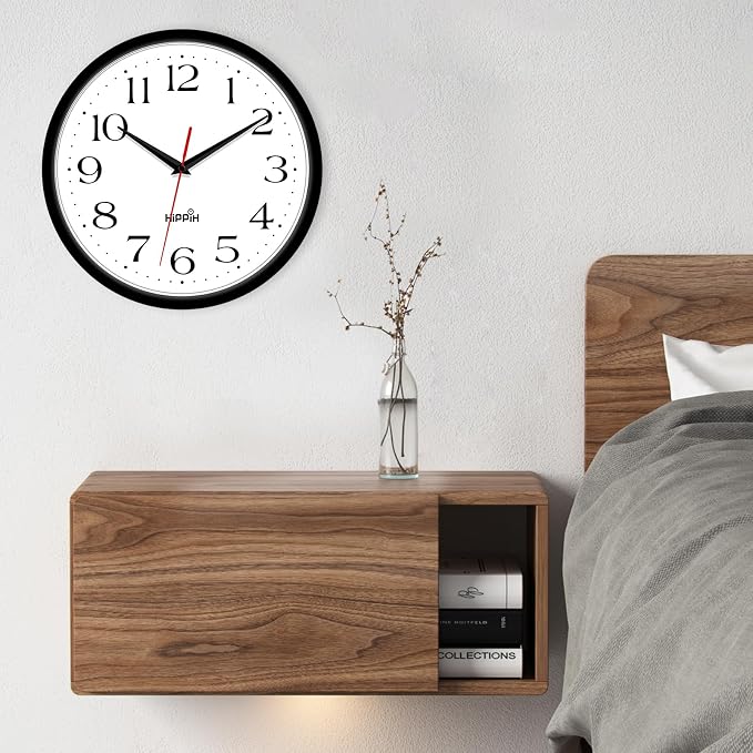 HIPPIH 2 Pack Silent Wall Clock, 12 Inch Non Ticking Quiet Digital Sweep - Image 5
