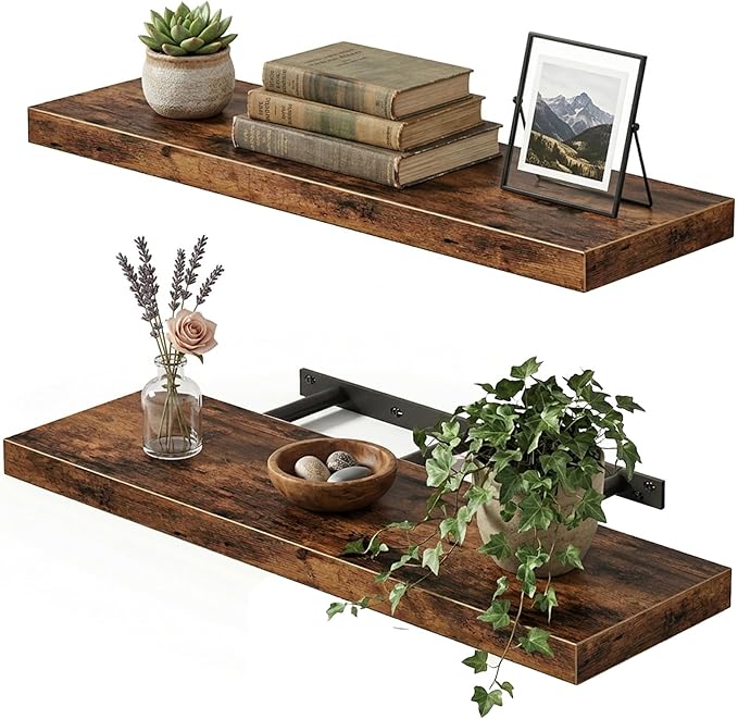Fixwal Wood Floating Shelves for Wall, Bathroom and Kitchen, Wall Shelves for by Fixwal