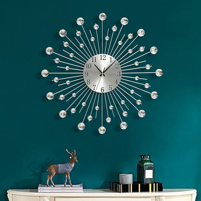 Large Metal Decorative Wall Clocks Silent Non-Ticking, Bling Shining Modern Art by FMTADDecorativeWallClocks