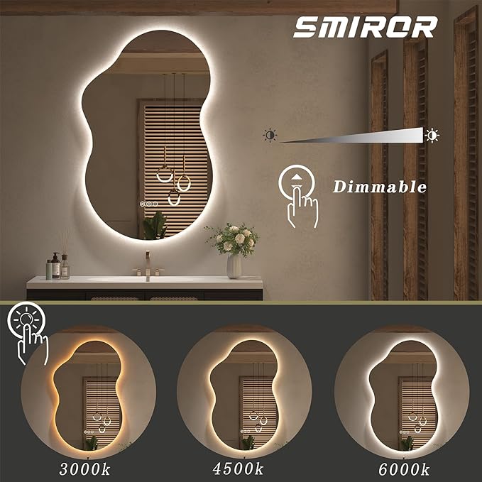 SMIROR Irregular Backlit Bathroom Mirror - Image 5