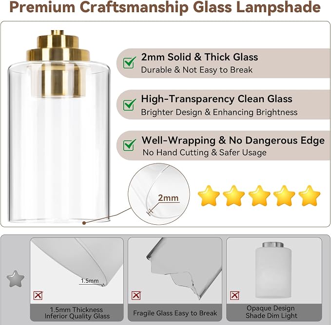 4-Light Bathroom Light Fixtures, Brushed Gold Vanity Lights, Classic Wall Lamp - Image 3