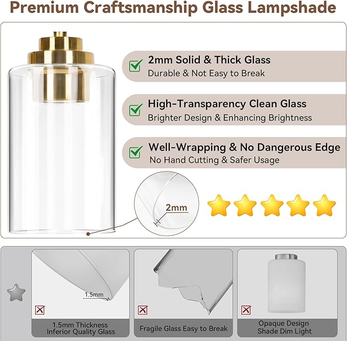 VerRon 5-Light Gold Bathroom Light Fixtures, Brushed Gold Wall Light Fixture - Image 3