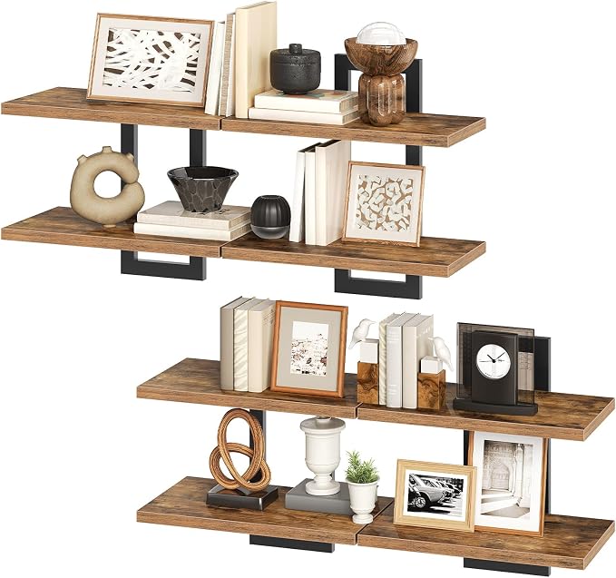 HOOBRO Floating Shelves, 15 Inch Wall Shelf Set of 4, Wall Mounted Storage - Image 8