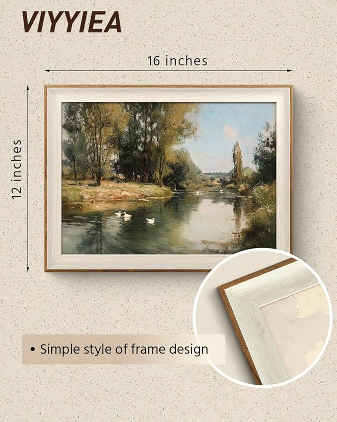 VIYYIEA Framed Wall Art for Living Room, Peaceful River Landscape Canvas Prints - Image 5