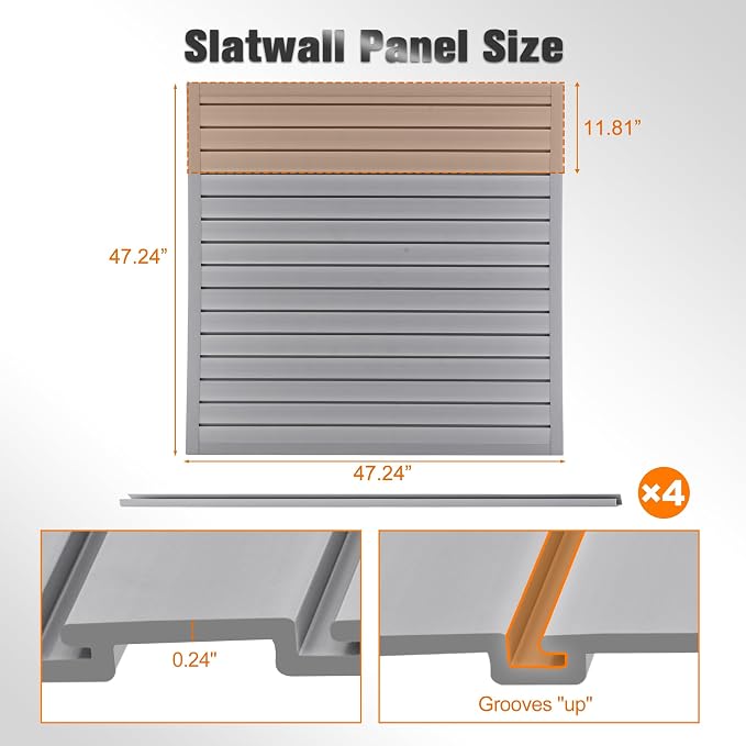 Slatwall 4x4t FT PVC Slat Wall Panels, Interlocking Garage Slat Wall Panels - Image 2