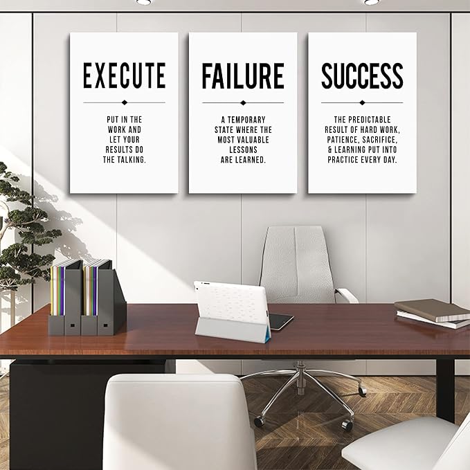 Framed Canvas Wall Art Success Quote, Office Wall Art, Positive Motivational - Image 3