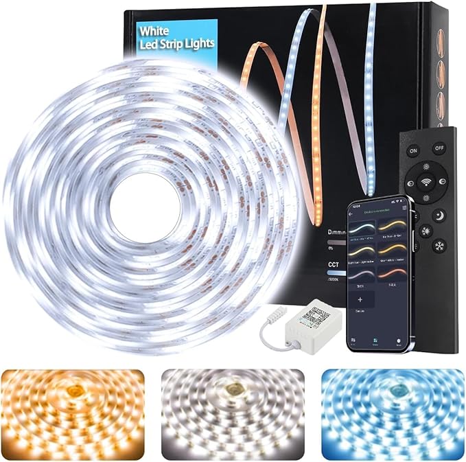 Tenmiro White LED Strip Lights 32.8ft Super Bright 25000K Daylight White by Tenmiro