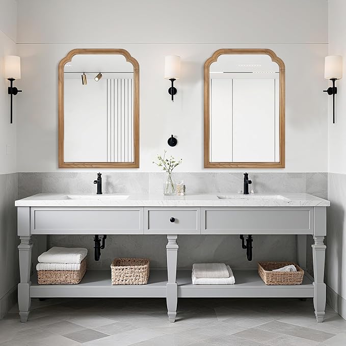 Wood Bathroom Mirror for Wall, 30 x 20 Inch Decorative Wall Mirror - Image 9