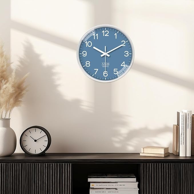XNM Blue Minimalist Wall Clocks Battery Operated 8 Inch Classic Analog Clock - Image 6